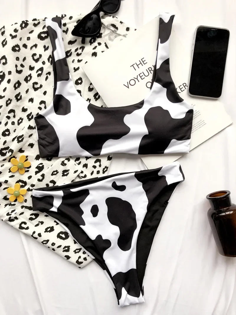 Sexy Cow Print Bikini Set