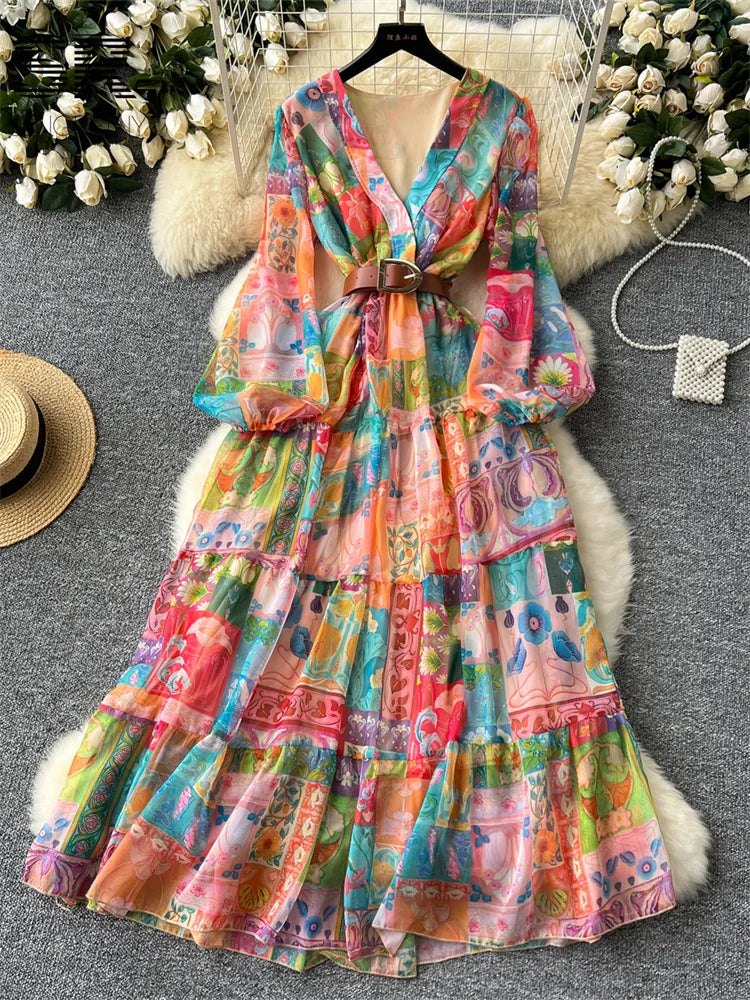 Floral Print Chiffon Dress