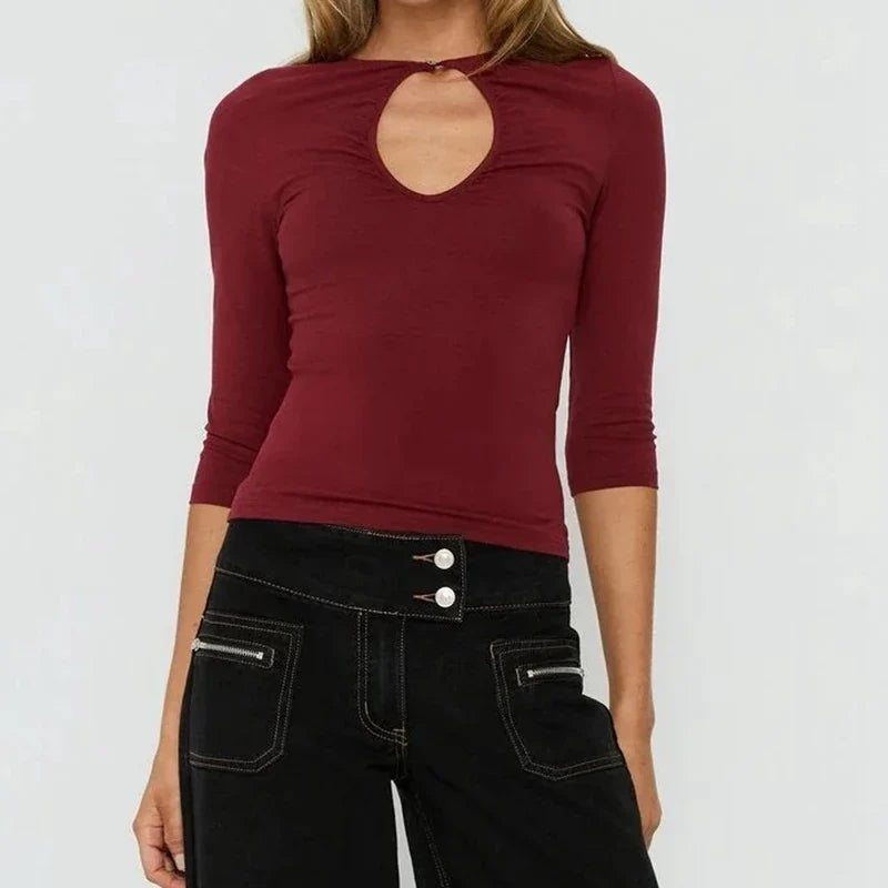 Keyhole Cutout Slim Fit Crop Top