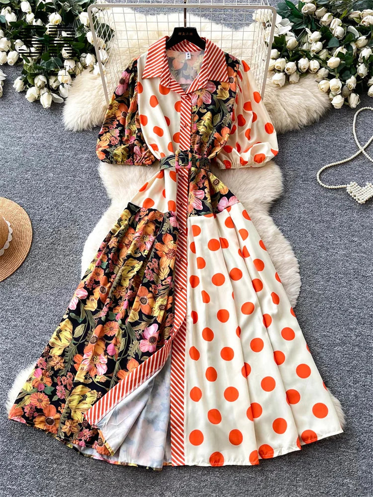 Print Splice Vintage Dress
