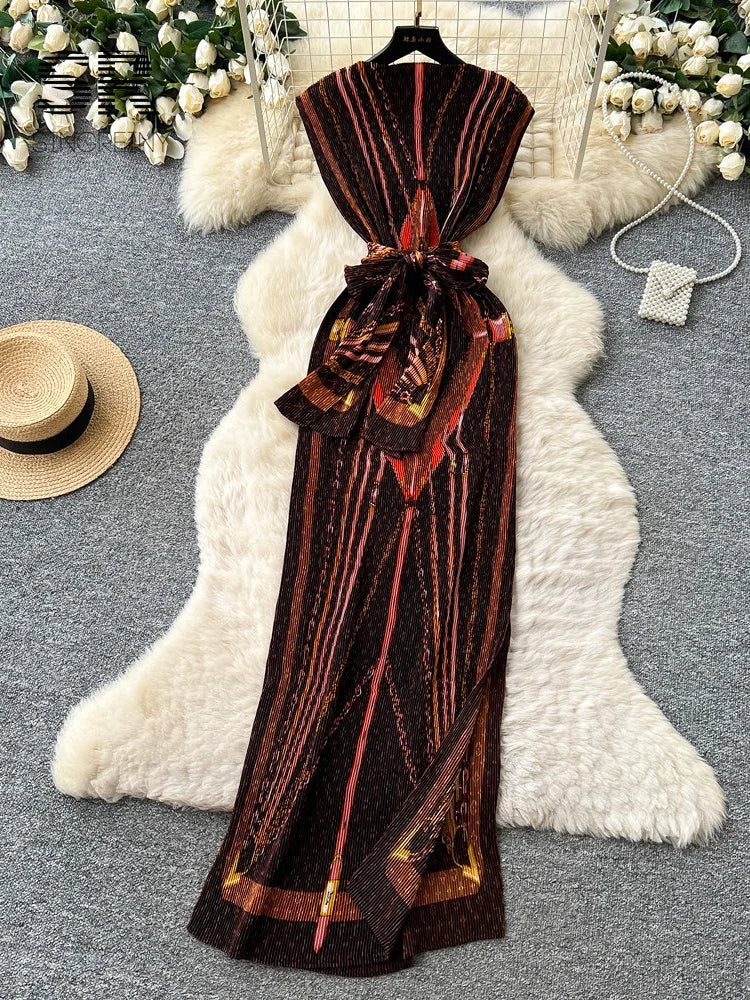 Pleated Senior Print Dress