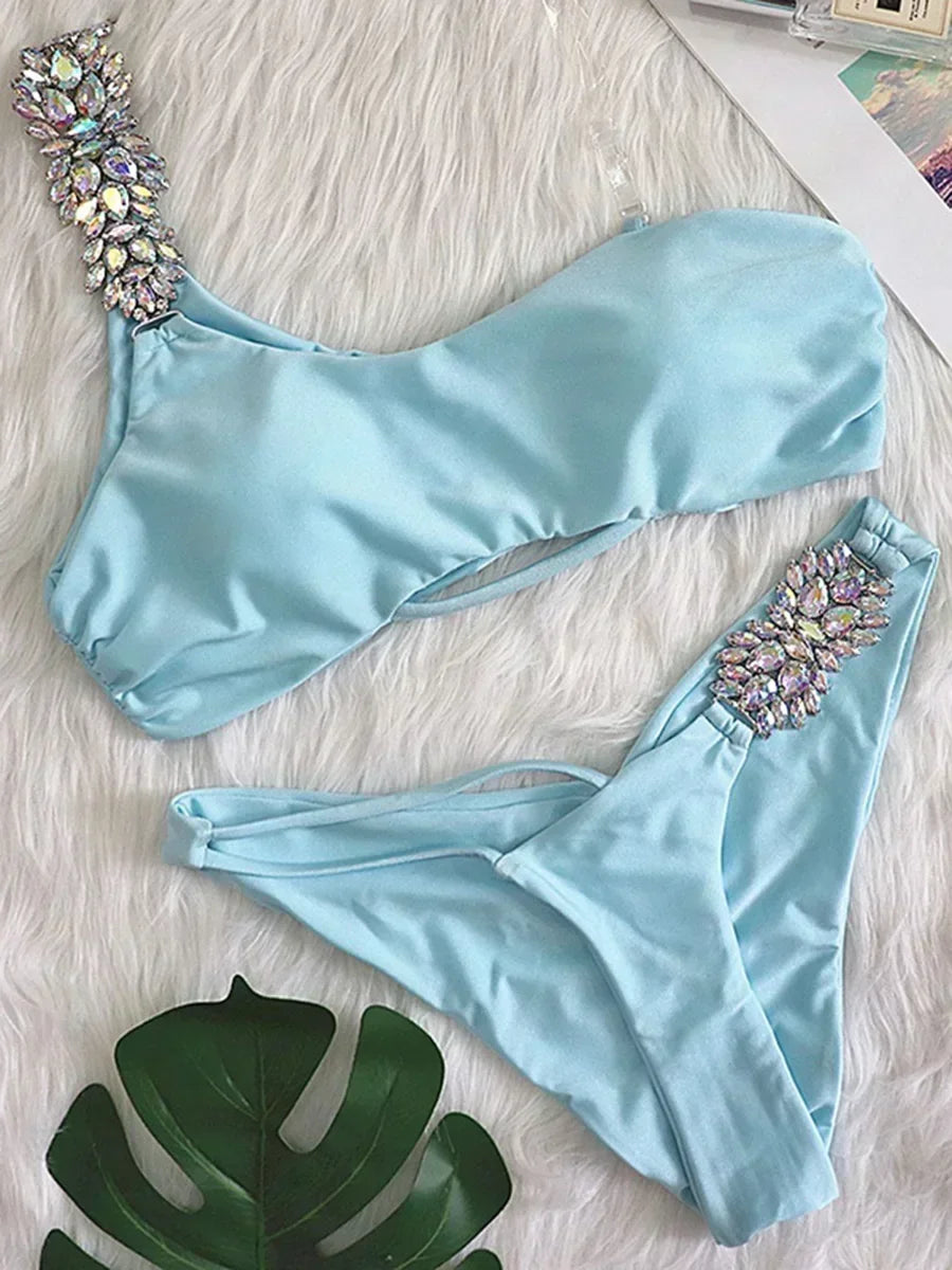 Halter Crystal Rhinestone Diamond Bikini