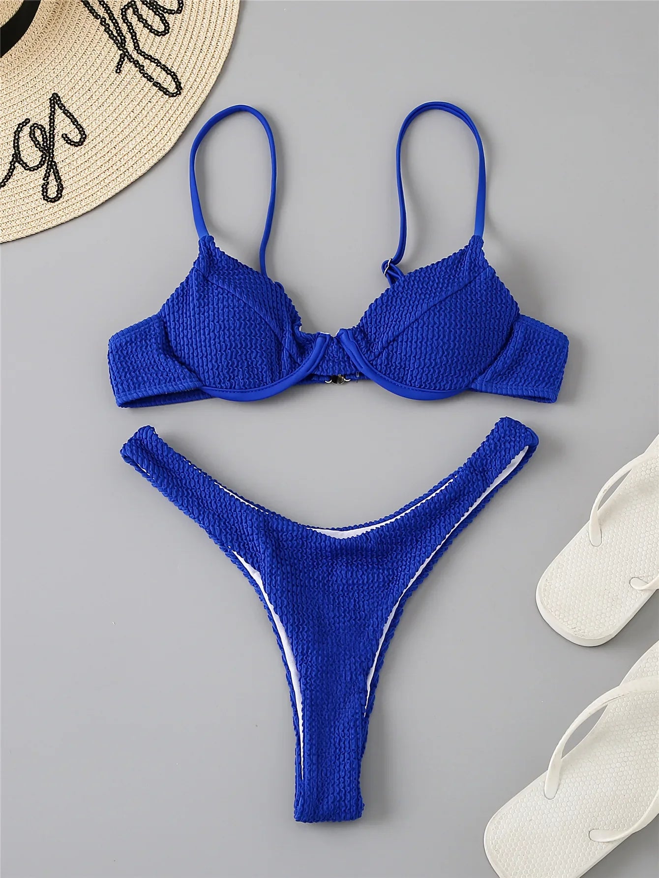 White Black Push Up Ribbed Micro Swimwear