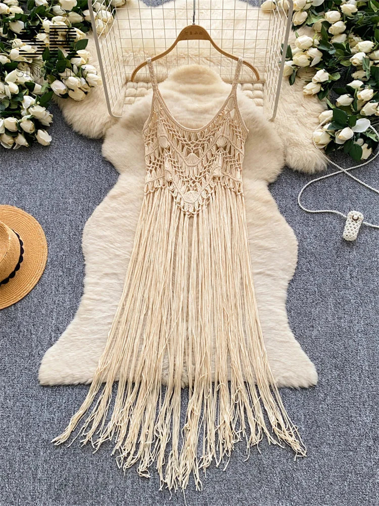 Tassel Knitting Beach Dress