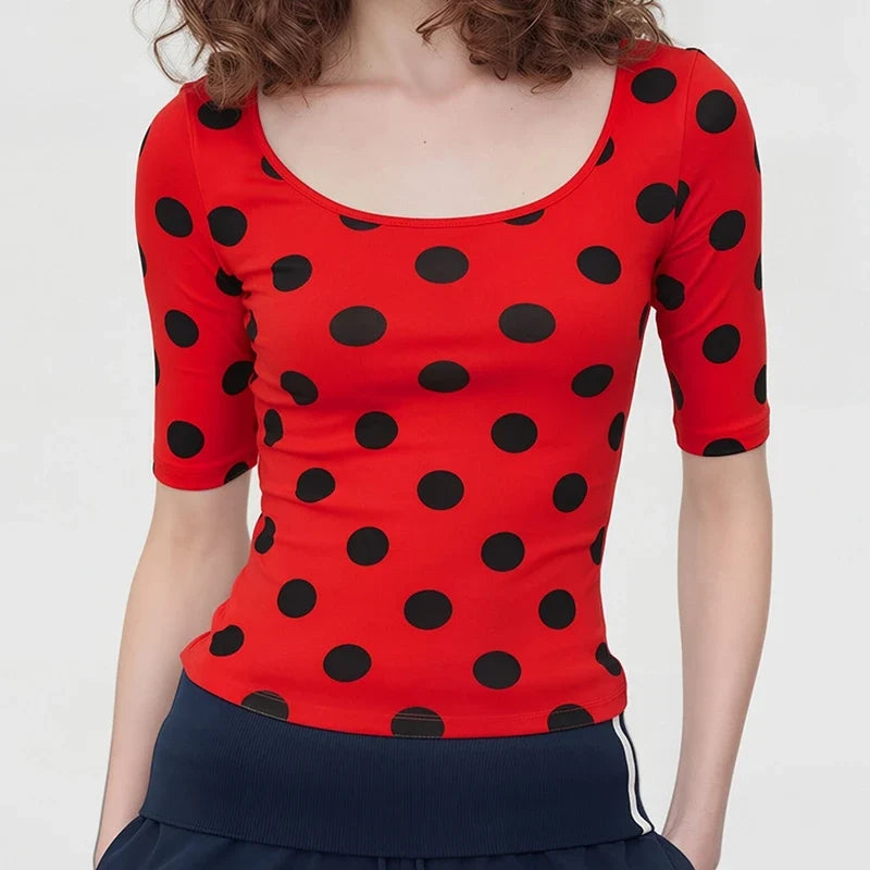 Polka 3/4 Sleeve Crop Top