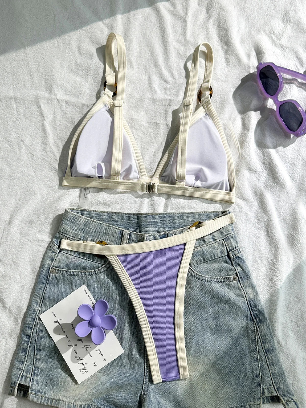 Sexy Khaki Patchwork Micro Bikini