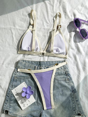 Sexy Khaki Patchwork Micro Bikini