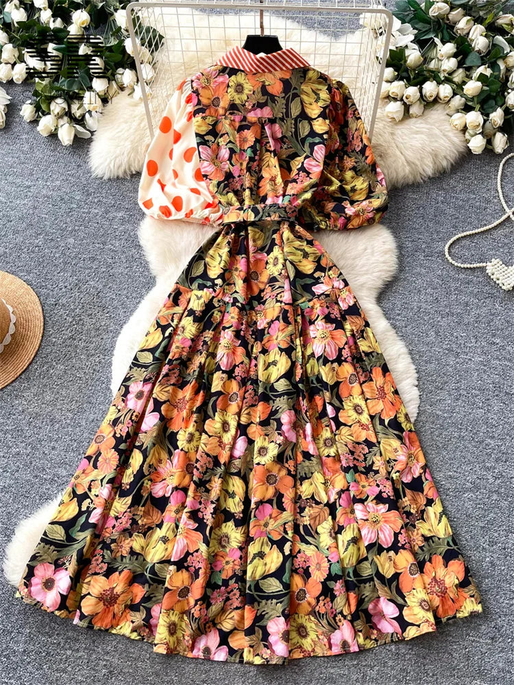 Print Splice Vintage Dress