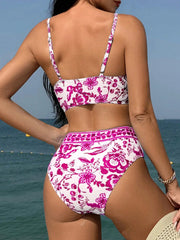 Vintage Blue Floral Print Bikini