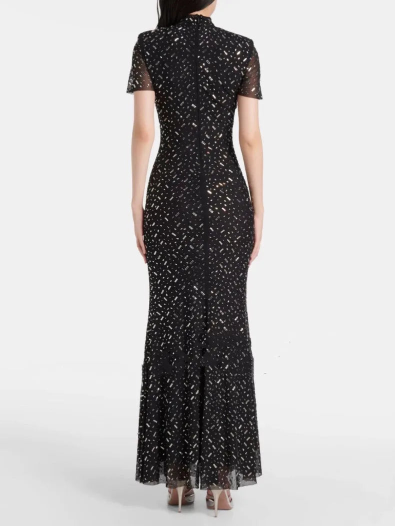 Black Short Sleeve Brithday Party Dress