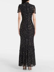 Black Short Sleeve Brithday Party Dress