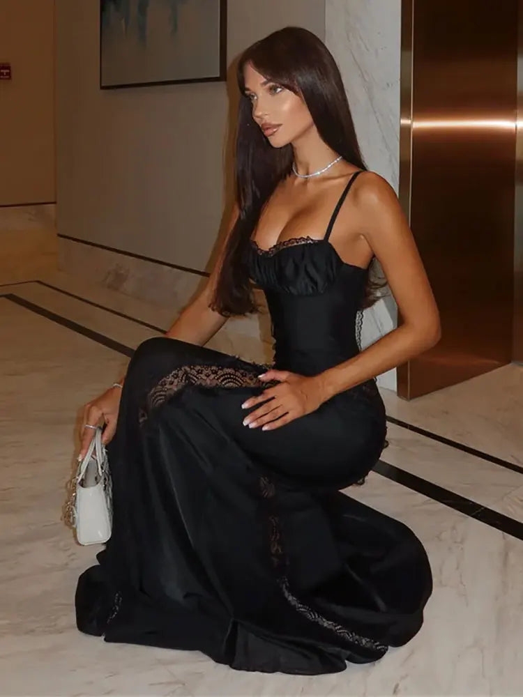 Spaghetti Strap Backless Sexy Maxi Dress