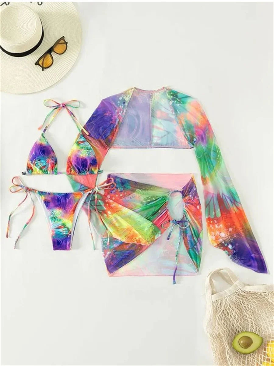 Sexy Tie Dye Gradient Bikini Set