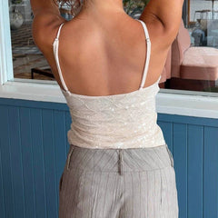 V Neck Front Tie Cut Out Slim Cropped Tops