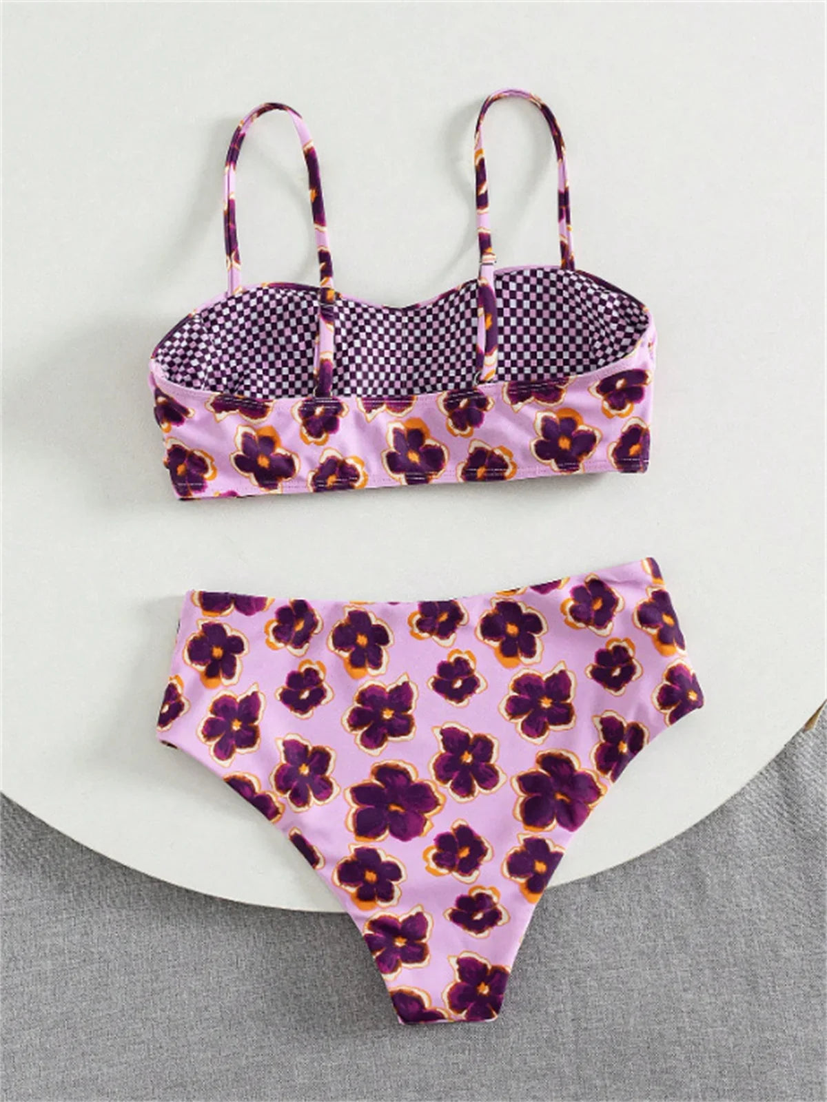 Sexy Purple Floral Print Bikini Set
