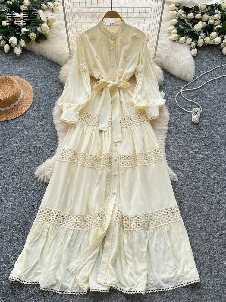 3D Floral Long Dress