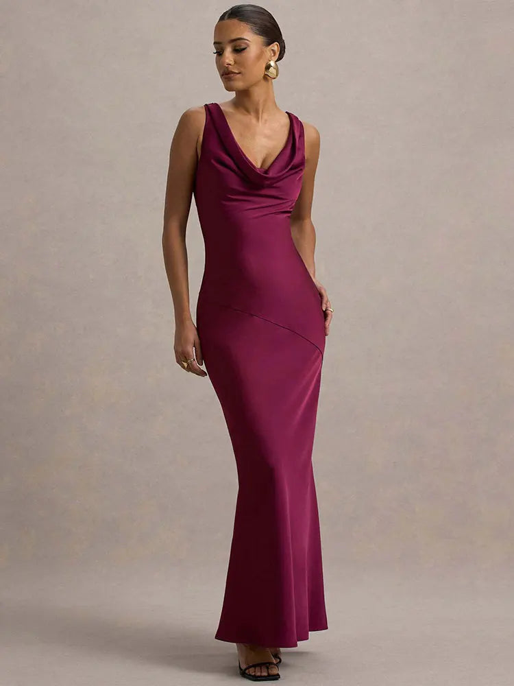 Satin Elegant Maxi Evening Dress