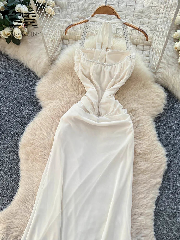 Diamonds Halter Mesh Dress