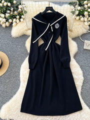 Preppy Style Knitted Long Dress