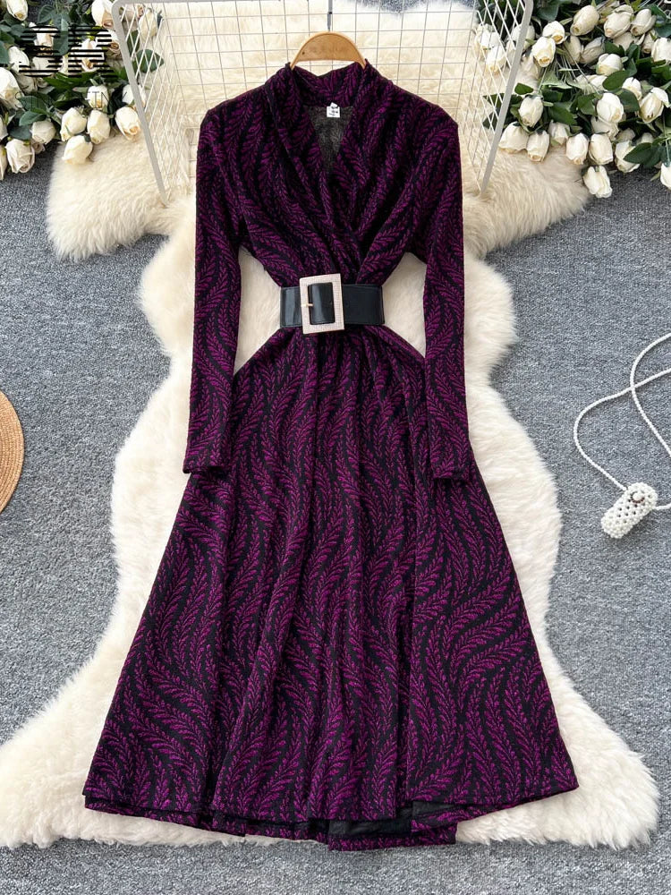 Autumn Elegant Print Dress