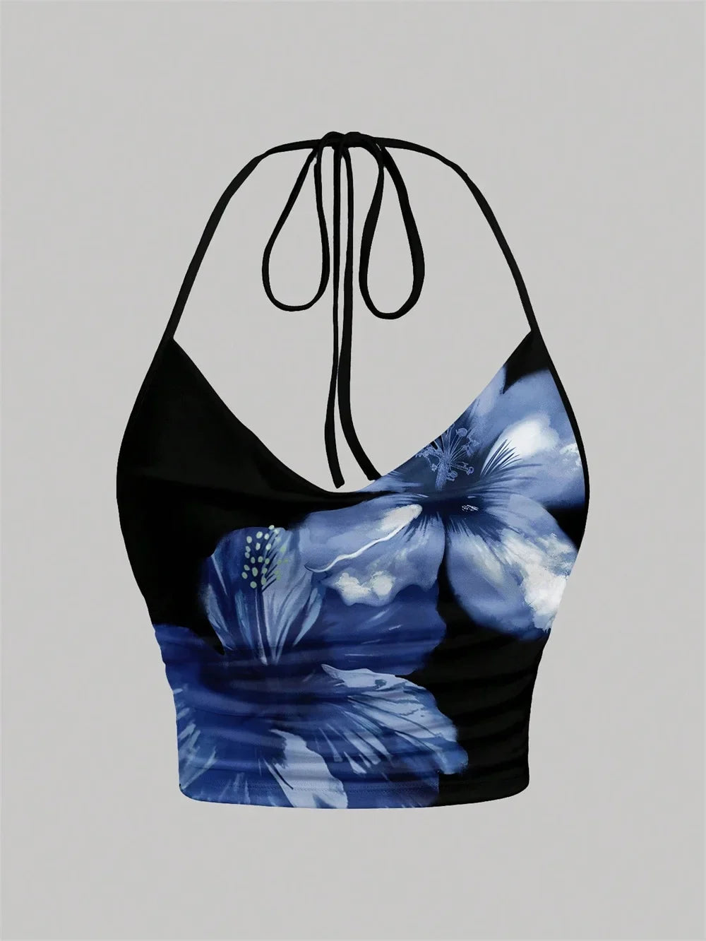 Tie-dye Floral Print Halter Top