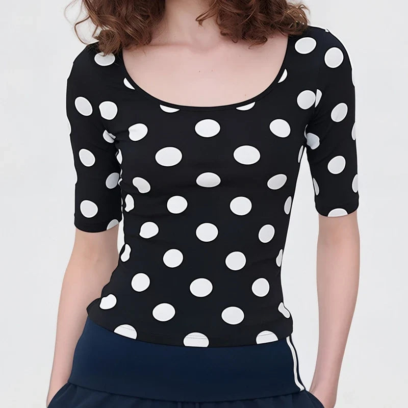 Polka 3/4 Sleeve Crop Top