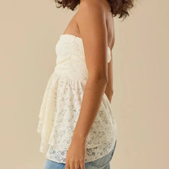 Off the Shoulder Lace Babydoll Tube Top