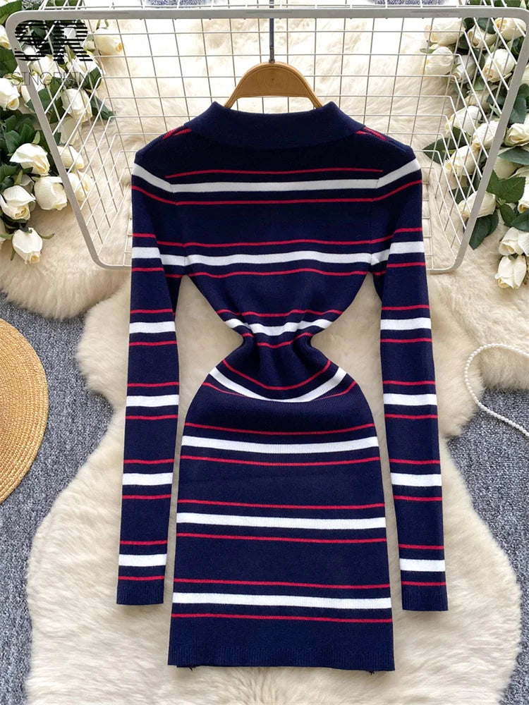 Vintage Stripe Sweater Dress