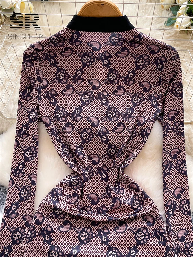 Artistic Print Lace Dress