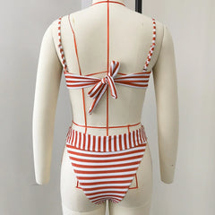 Sexy Red Striped Bikini Set