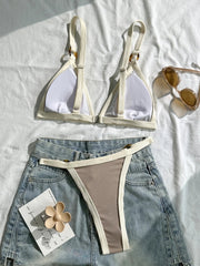 Sexy Khaki Patchwork Micro Bikini