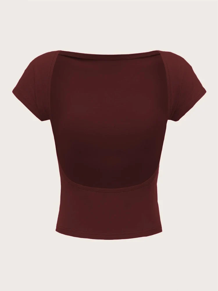 Short Sleeve Solid Color Crop Top