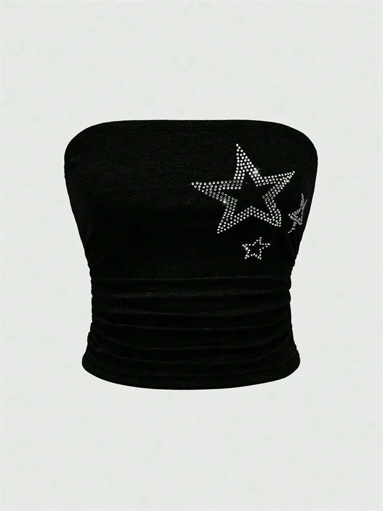 Rhinestones Star Pattern Tube Top