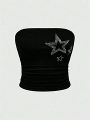 Rhinestones Star Pattern Tube Top