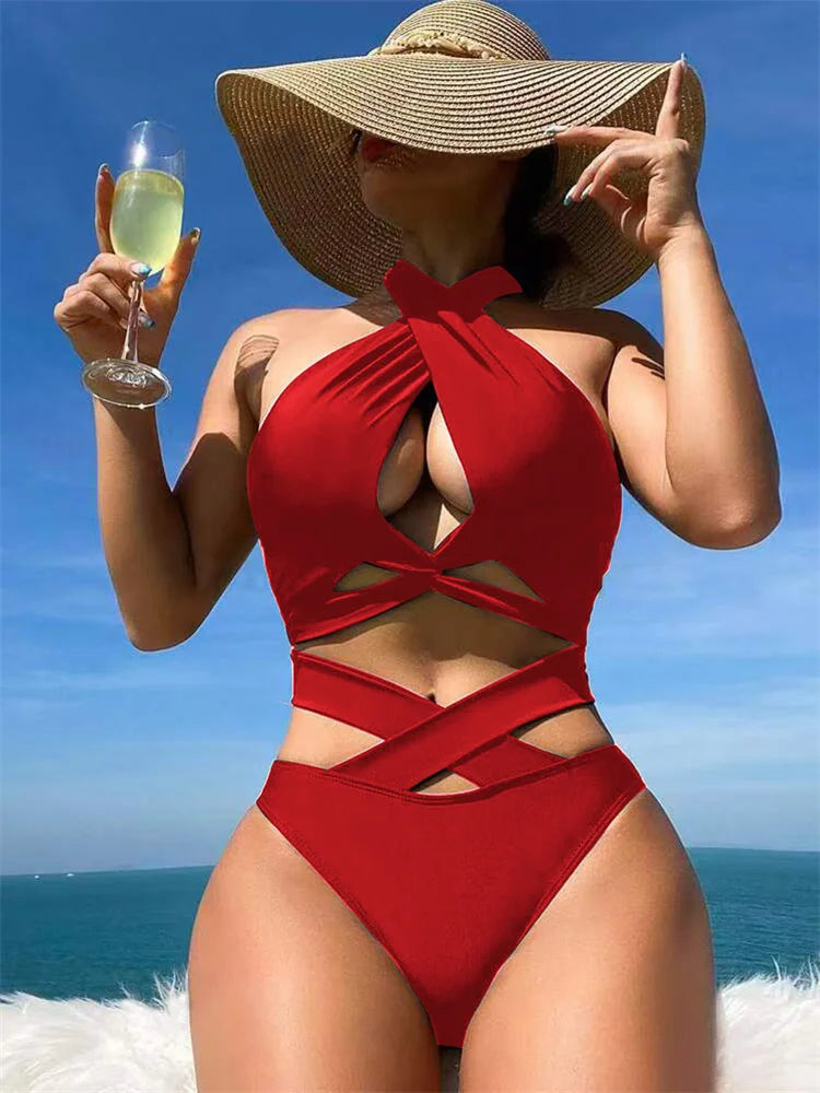 Sexy Red Black Bikini