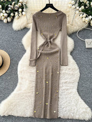 High Quality Beading Knitted Dress