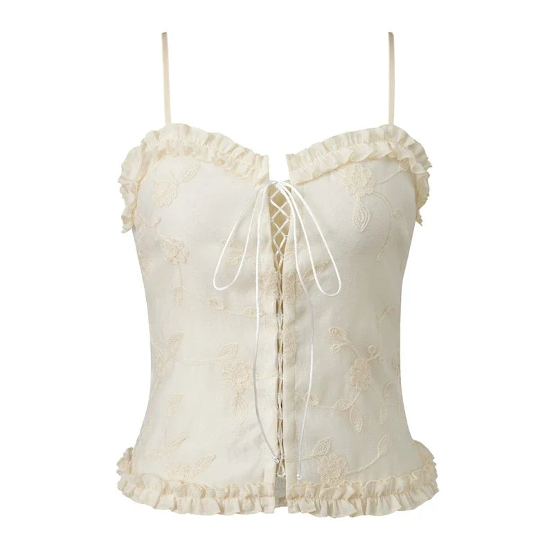 Coquette Lace-Up Corset Cami Top