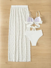 Sexy White 3 Pieces Skirt Bikini