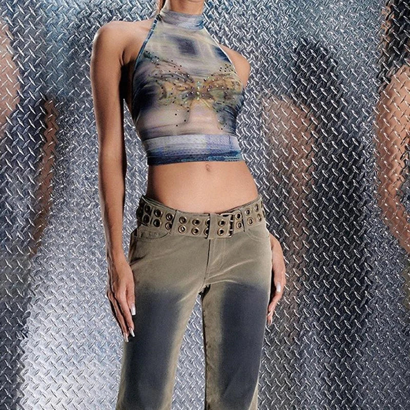 Lamuusaa Grunge Crop Tops