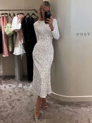 Sequined Party Slim Midi Dress