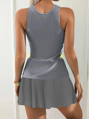 Vintage Gray Contrast Two Piece Swimsuit