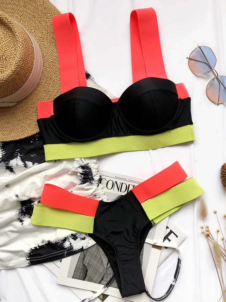 Splicing Push Up Bra Cup Bikini