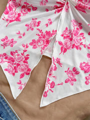 Floral Print Twist Knot Crop Top