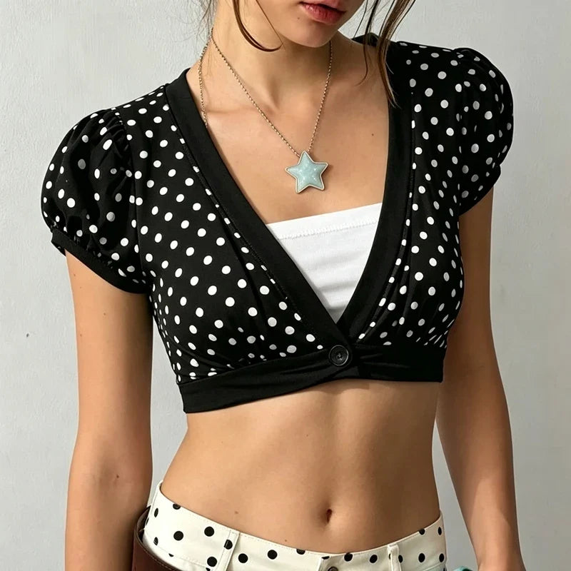 Y2K Polka Dot Crop Top