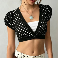 Y2K Polka Dot Crop Top