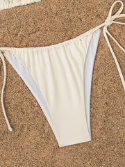 Sexy Beige 3D Pearls Coconut Tree Bikini Set