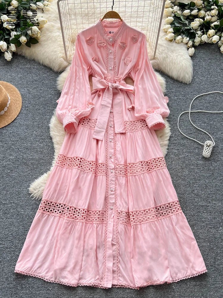 3D Floral Long Dress