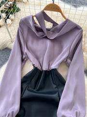 Office Lady Satin Bodycon Dress