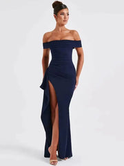 Elegant Off-shoulder High Split Maxi Dress
