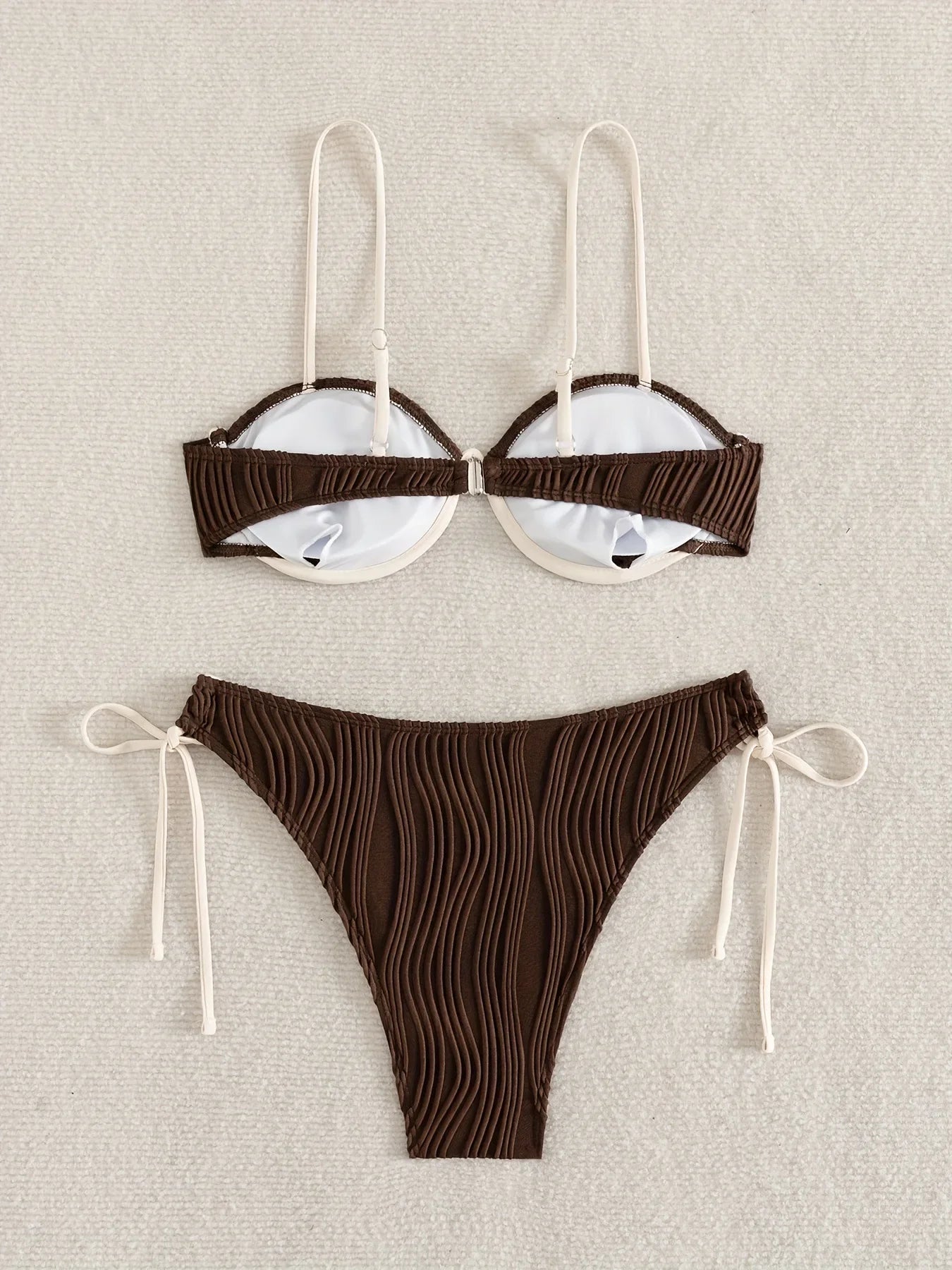 Sexy Coffee Patchwork Bikini Set